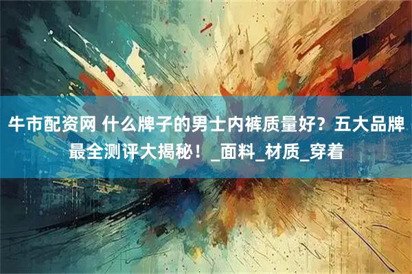 牛市配资网 什么牌子的男士内裤质量好？五大品牌最全测评大揭秘！_面料_材质_穿着
