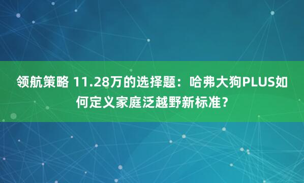 领航策略 11.28万的选择题：哈弗大狗PLUS如何定义家庭泛越野新标准？