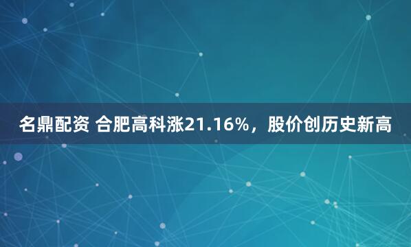 名鼎配资 合肥高科涨21.16%，股价创历史新高