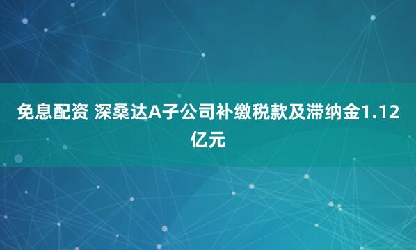 免息配资 深桑达A子公司补缴税款及滞纳金1.12亿元