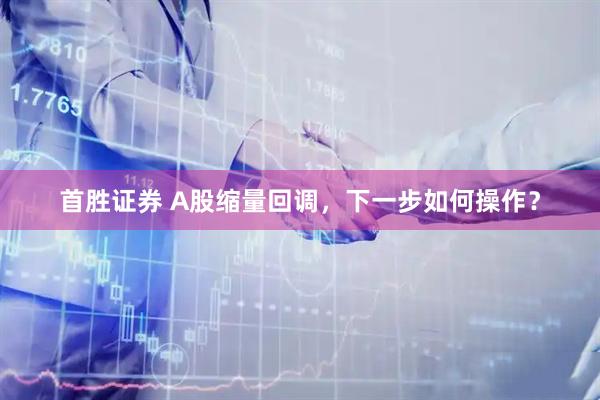 首胜证券 A股缩量回调，下一步如何操作？